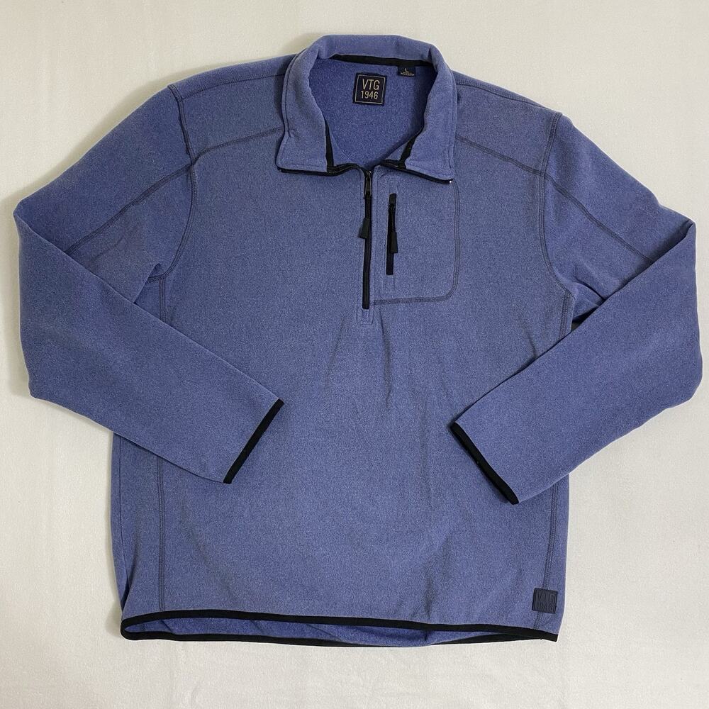 VTG 1946 Blue Stretch 1/4 Zip Jacket Women's Large Long Sleeve Pockets Pullover